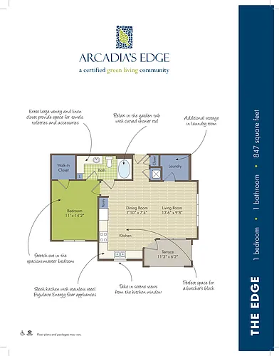 Floor plan A2 Edge Garden - 1 Bedroom, 1 Bathroom