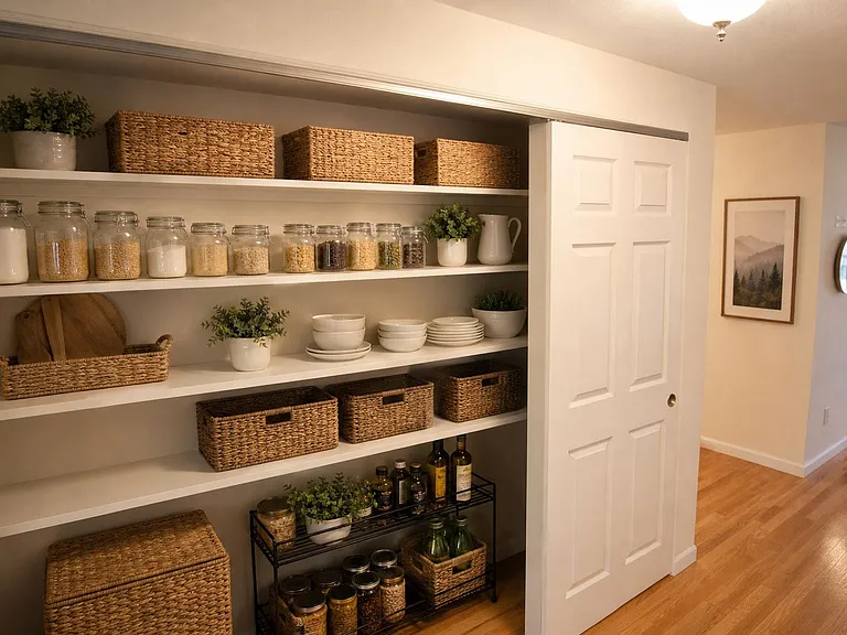 Pantry closet with sliding door