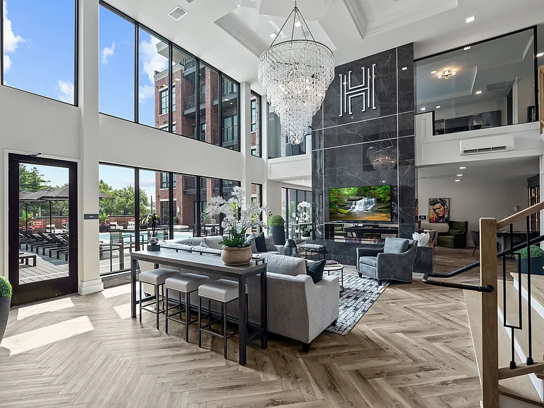 Handsome Community Lounge Overlooking Downtown Royal Oak's ONLY Swimming Pool and Sundeck