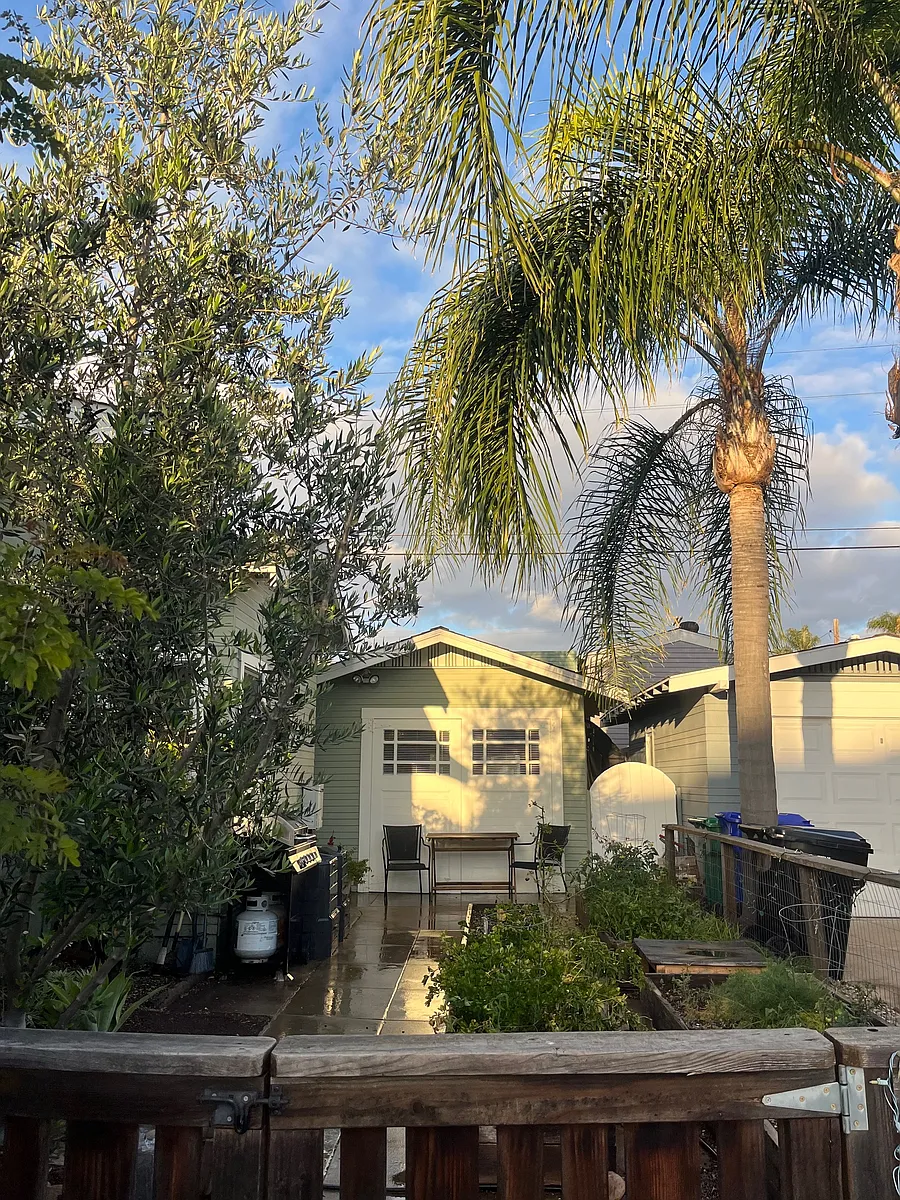 Side yard with raised vegetable beds - 3553 Arizona St