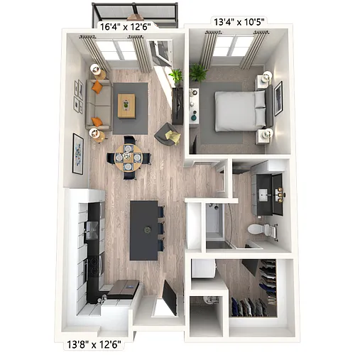 Floor plan A6 1x1 767 SF-FP