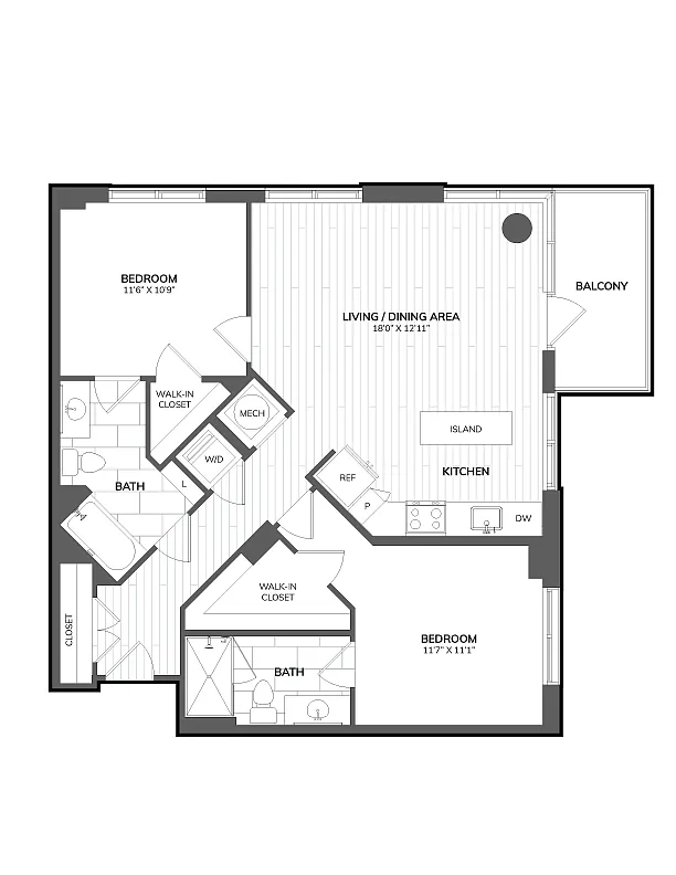 Floor plan 2 Bed/2Bath-bc02