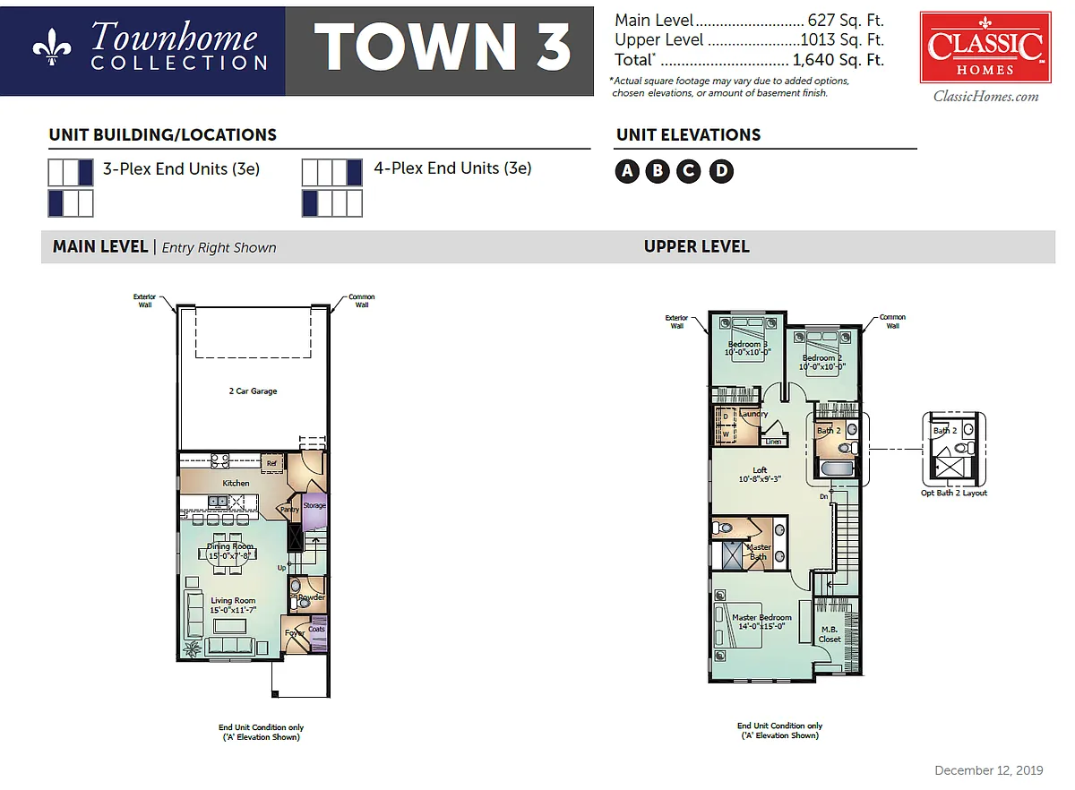 Floor plan Town 3E - Three bedroom w/ Loft