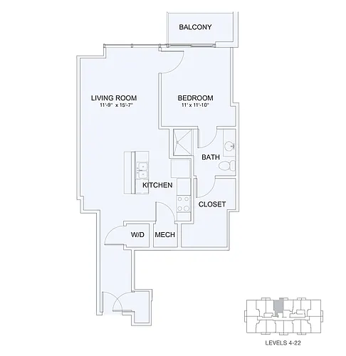 Floor plan 1X1 763