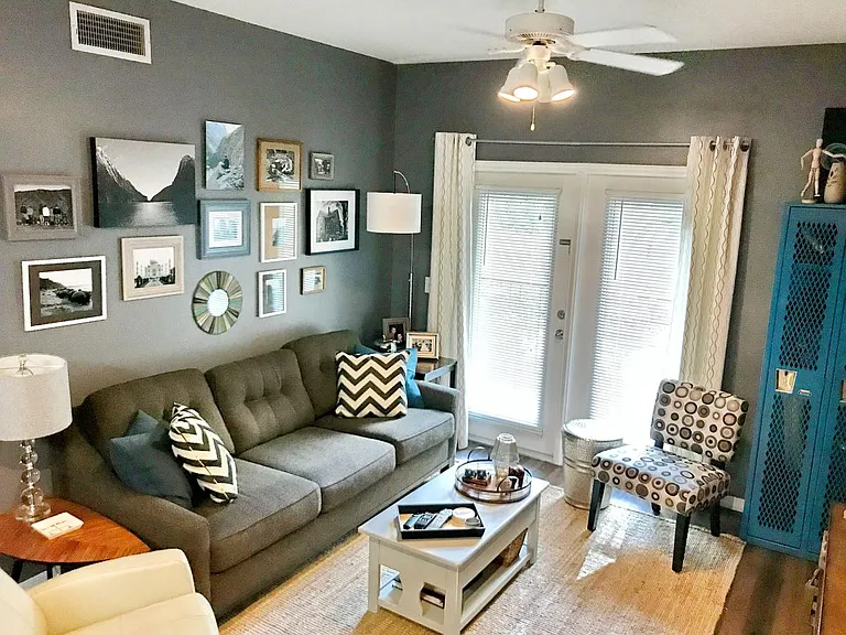 Living Room & French Doors to Patio