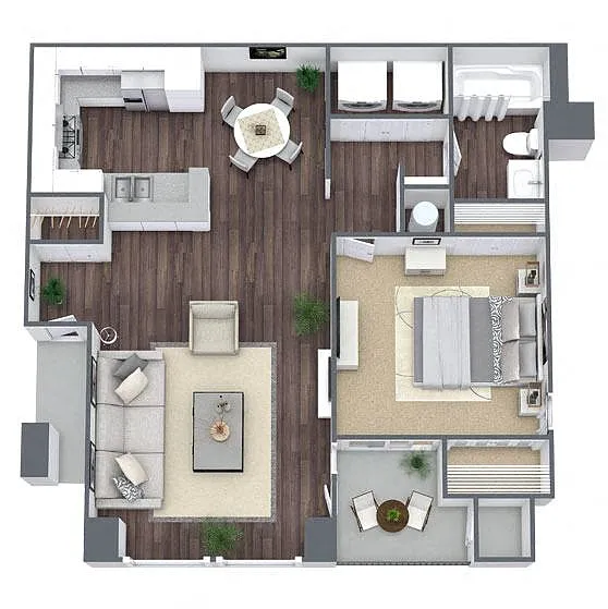 Floor plan A2: 1 Bed 1 Bath
