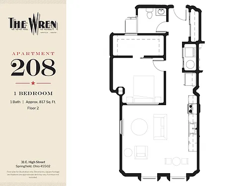Floor plan WREN-208-1BED-H