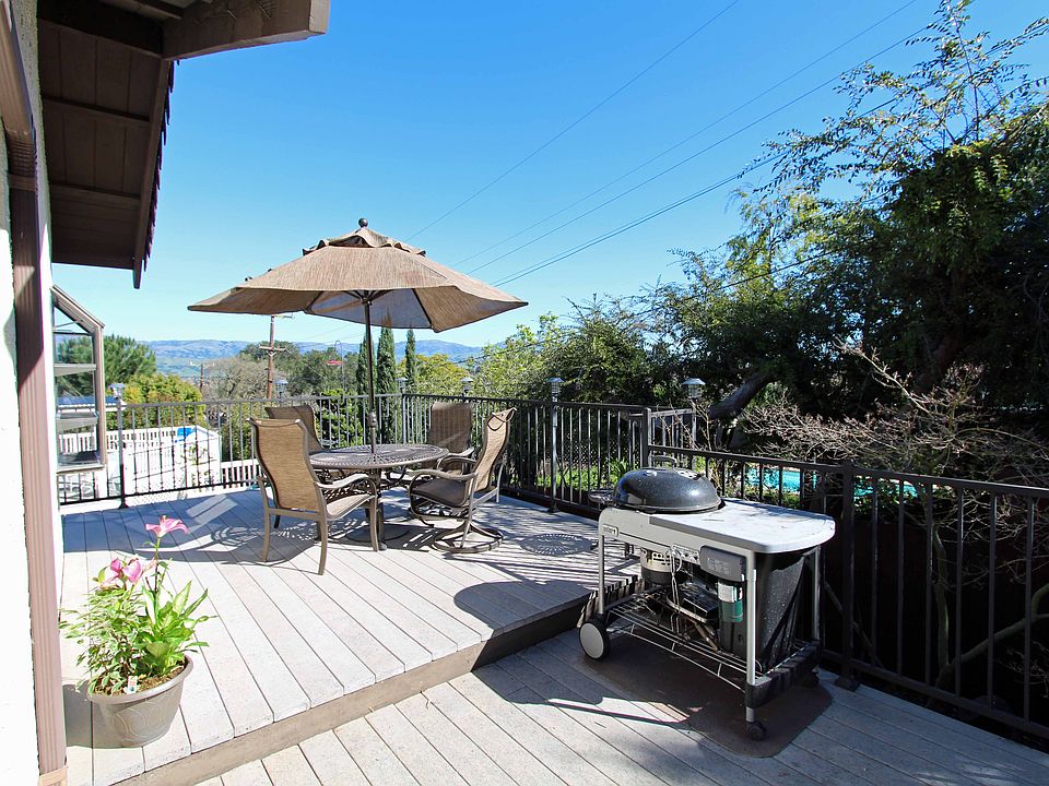 Deck overlooking backyard