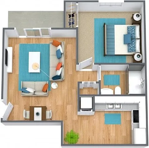 Floor plan One Bedroom Model B