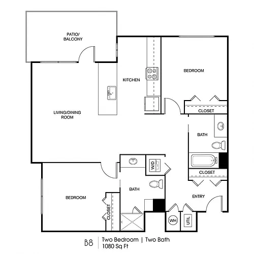 Floor plan B8: 2 Bed 2 Bath