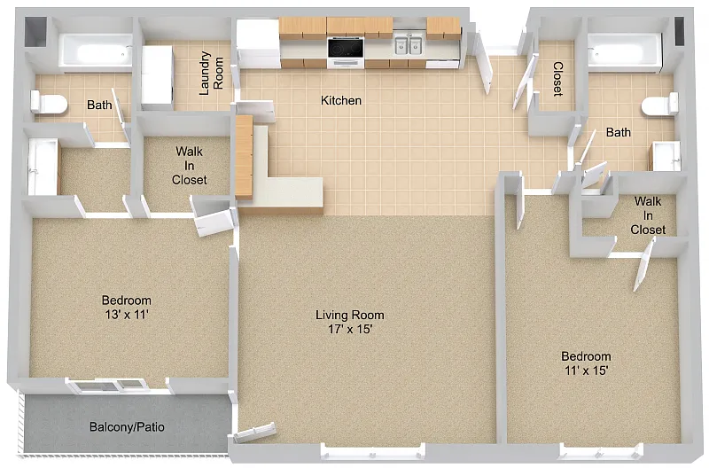 Floor plan Two Bedroom Corner