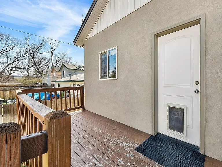 Back patio. Note the doggy door.