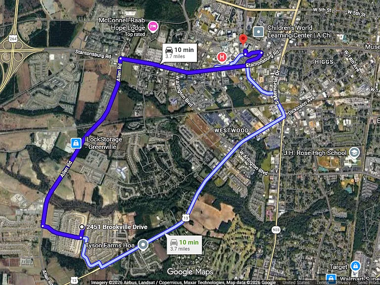 Distance from ECU medical center/university