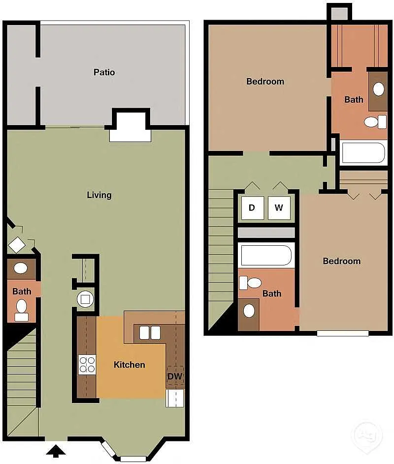 Floor plan 2BR Townhome