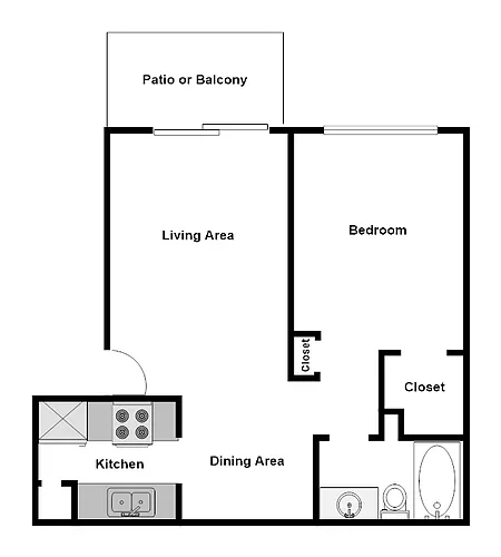 Floor plan 1 Bedroom/1 Bathroom