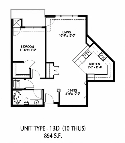Floor plan One Bedroom - BD
