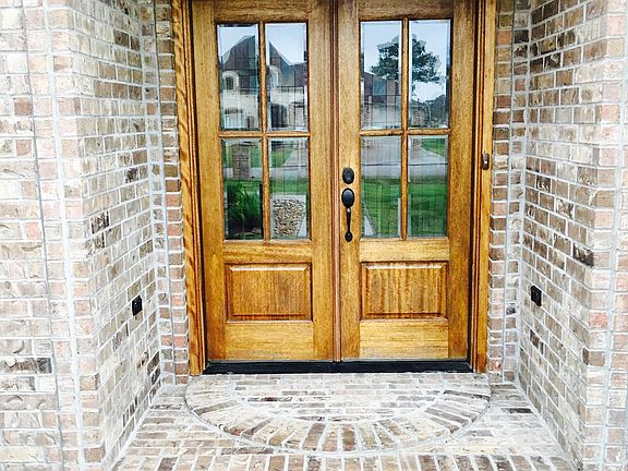 Front door with custom brick