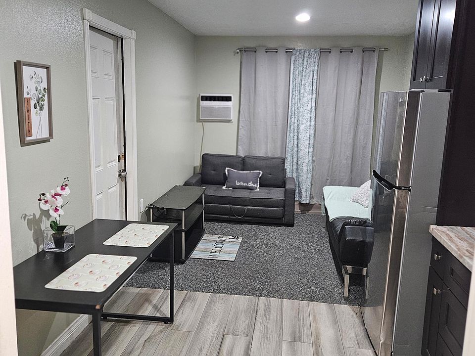 view of kitchenette and living room