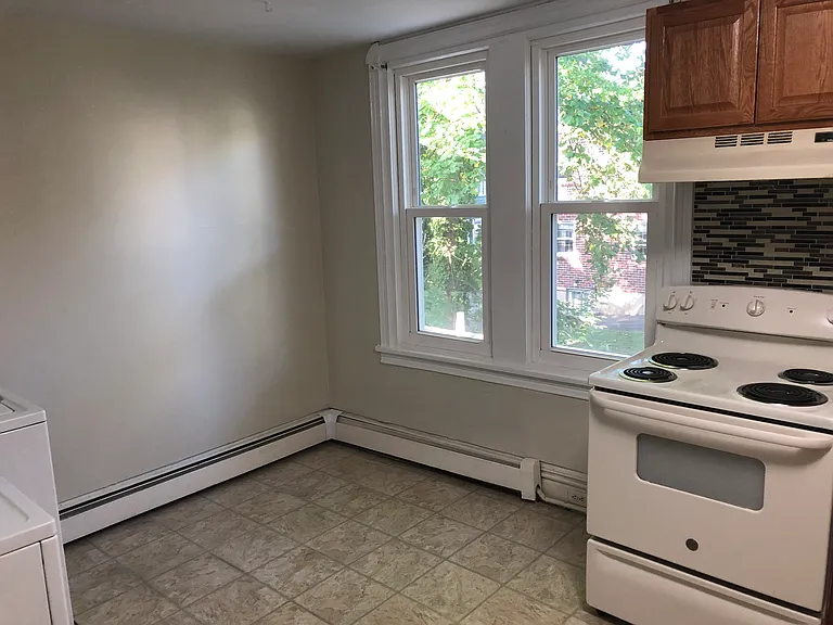 Kitchen windows looking at backyard