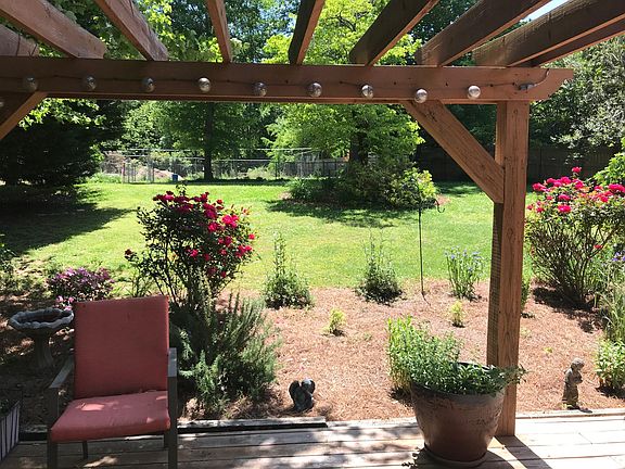 View of fenced back yard