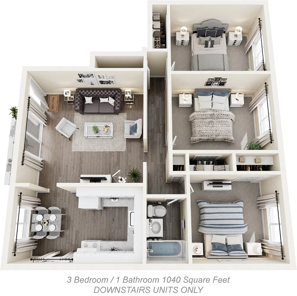 Floor plan 3 Beds 1 Bath