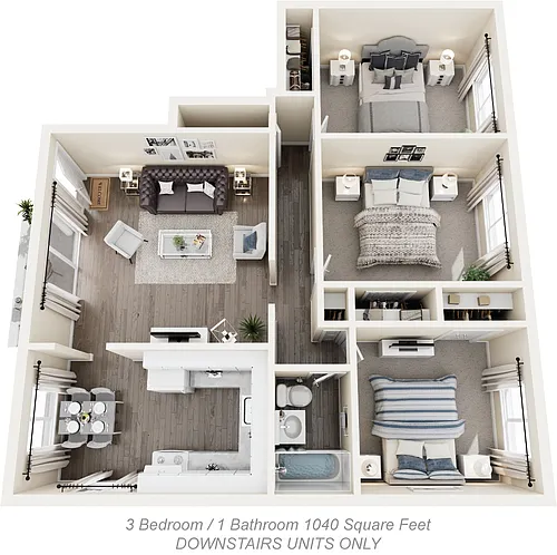 Floor plan 3 Beds 1 Bath