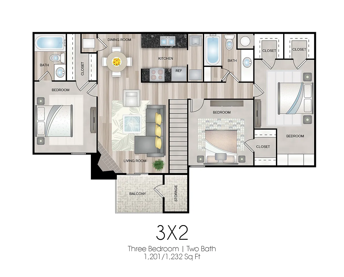Floor plan 3-2A