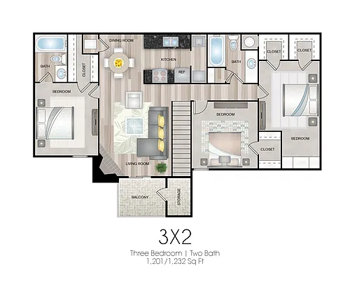 Floor plan 3-2BU