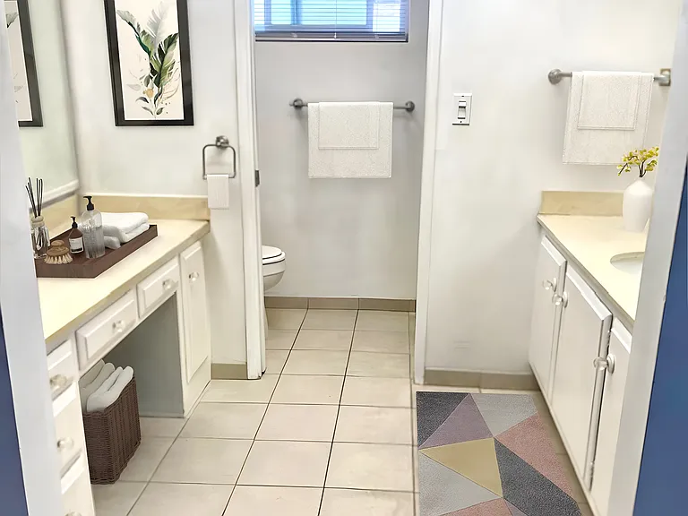 En-suite primary bath. (virtually staged)