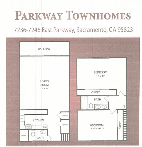 Floor plan 2 Bedroom Townhome Double Patio
