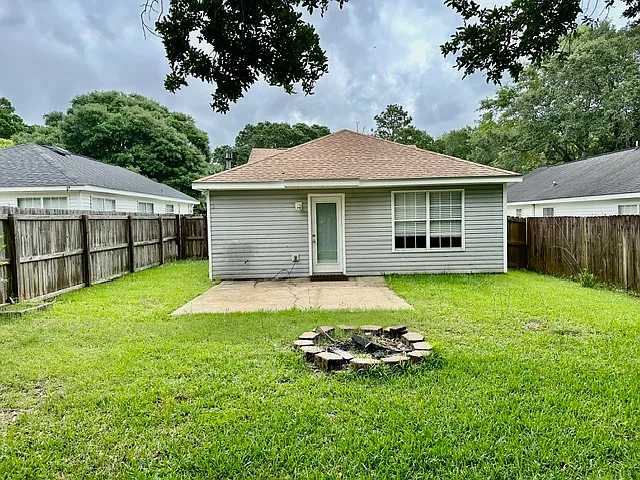 Fenced backyard