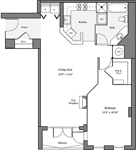Floor plan 1 Bedroom L