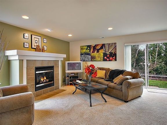 Living room with warming firelplace.