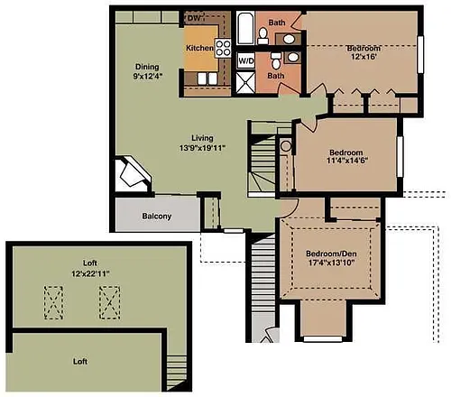 Floor plan 2nd floor - 3 beds / 2 baths