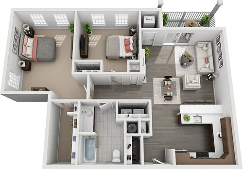 Floor plan 2 bedroom 1 bathroom