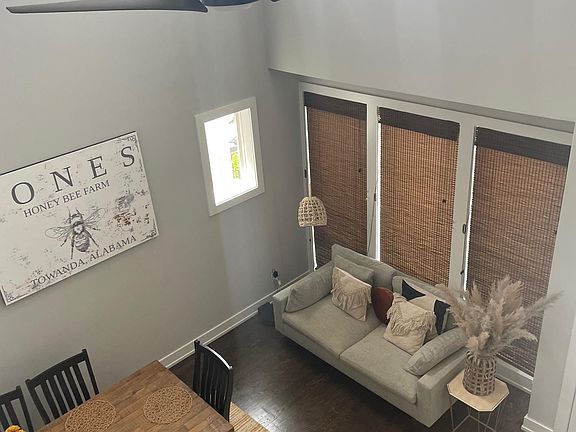 Top of the stairs overlooking living room.