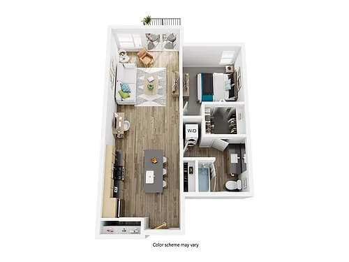 Floor plan One Bed One Bath E 1