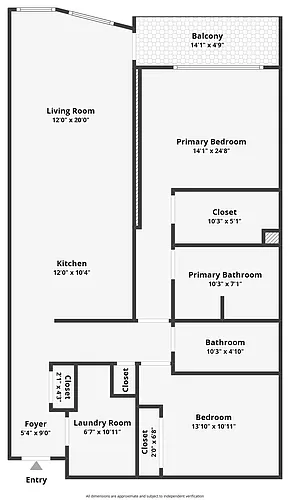 Floor plan 2 Bedrooms, 2 Bathrooms
