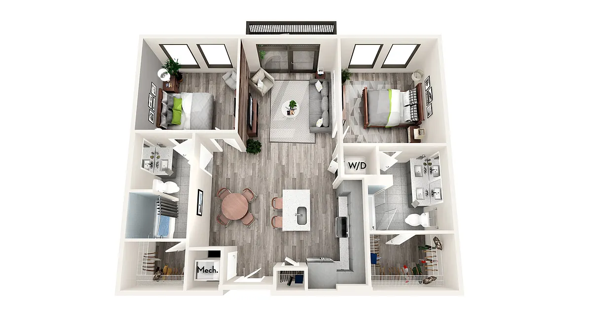 Floor plan AZC4 2 BEDROOM AND 2 BATH