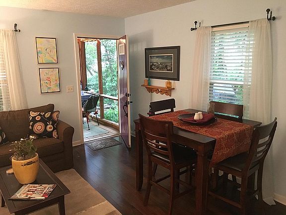 The spring is outside the porch. 