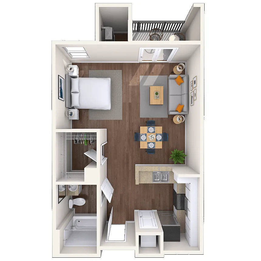 Floor plan Studio 0x1 580-637 SF