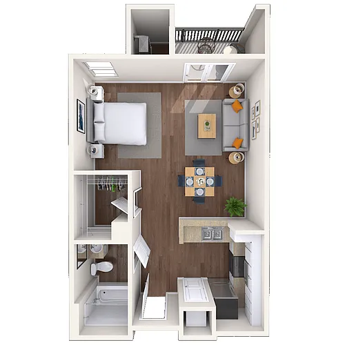 Floor plan Studio 0x1 580-637 SF
