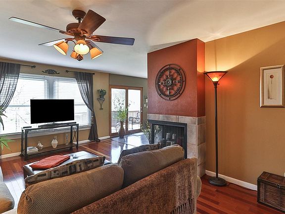 Wonderful open great room with wood burning fireplace