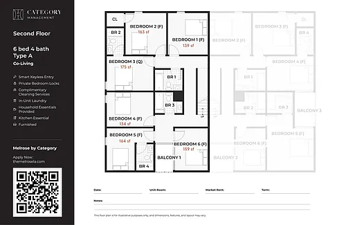 Floor plan 6 Bed 4 Bath - A