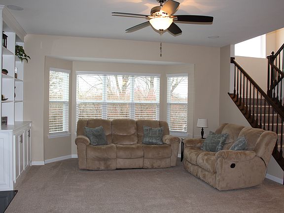 Family room with Bay window.