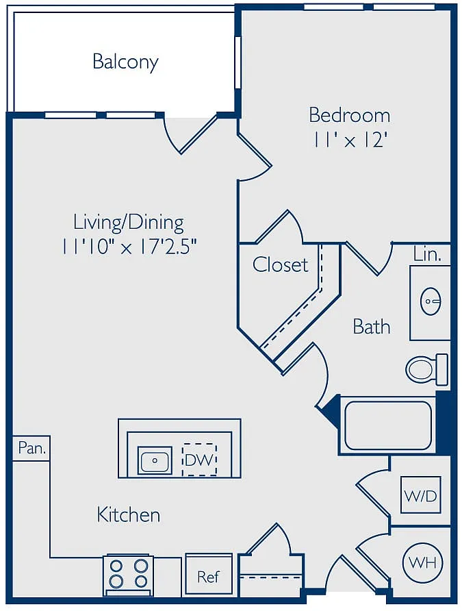 Floor plan 1 Bed 1 Bath A1G