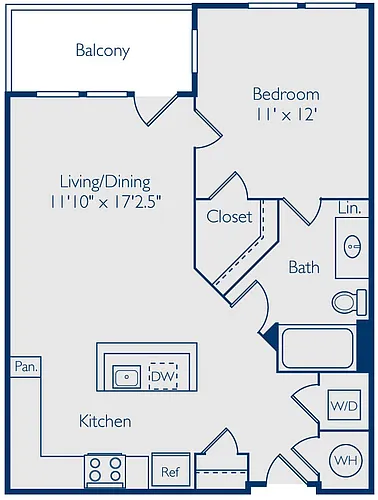 Floor plan 1 Bed 1 Bath A1G