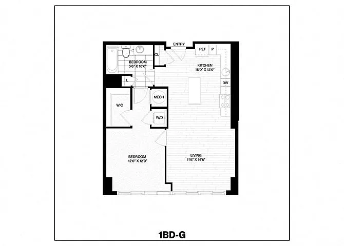 Floor plan 1 Bed/1 Bath-G