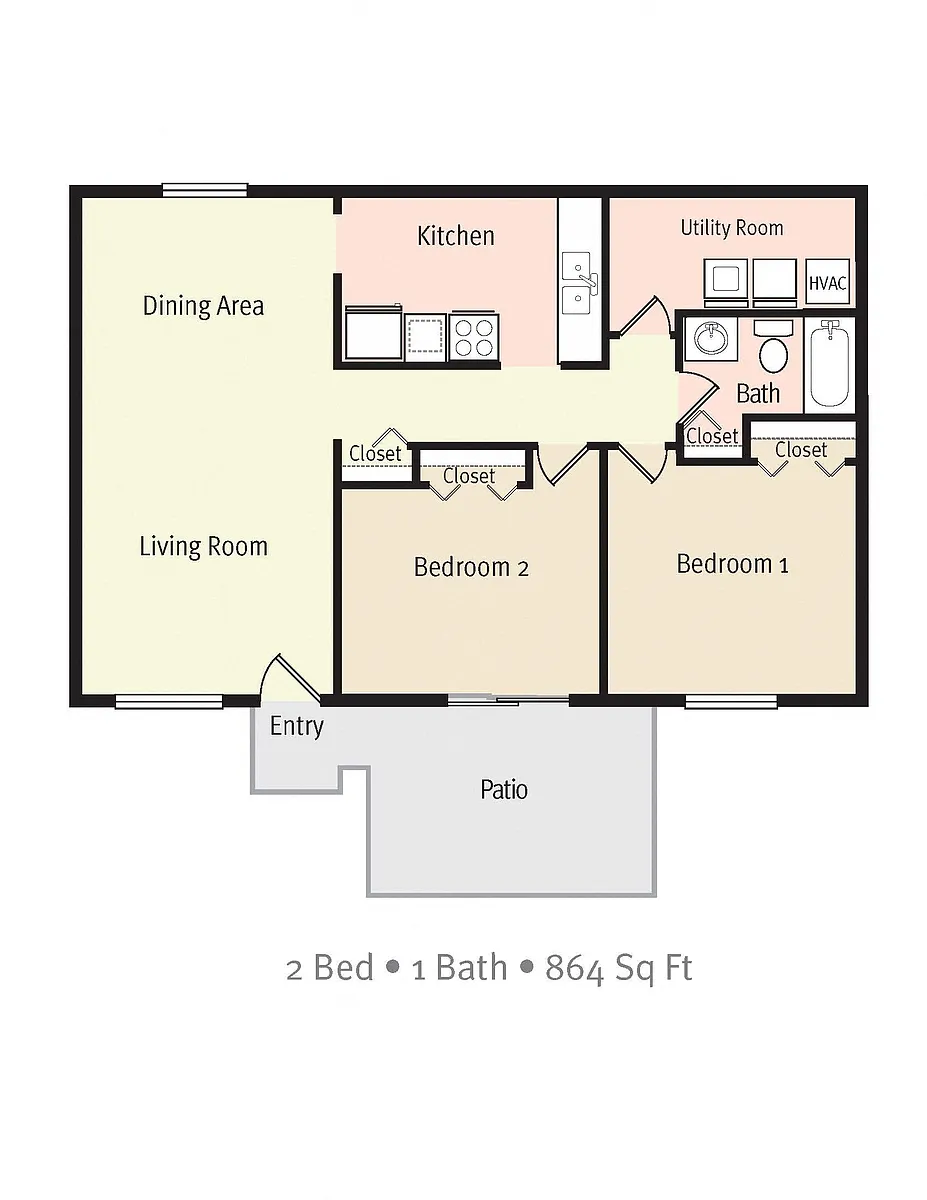 Floor plan 2 Bedroom - BRANDYWYNE