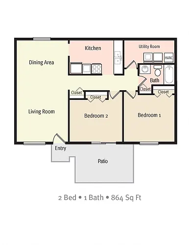 Floor plan 2 Bedroom - BRANDYWYNE